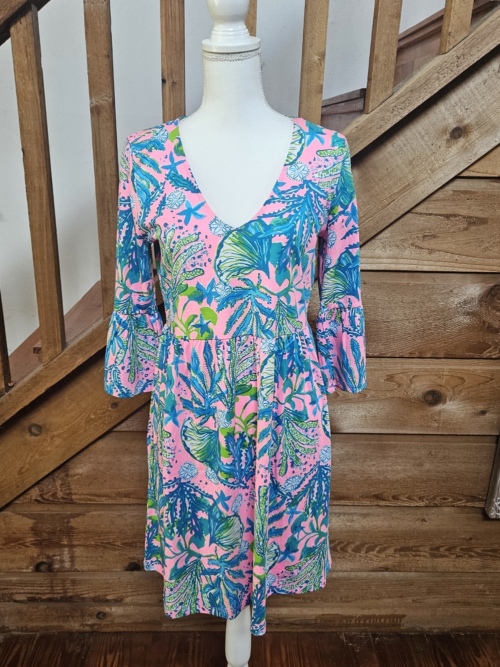 Lilly Pulitzer Pink Multi Tropical Print Midi Dress